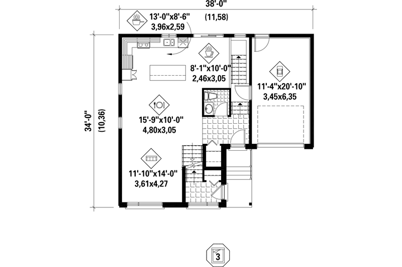 Architectural House Design - Floor Plan - Main Floor for Contemporary House Plan #25-4401 - 4 bed, 2.5 bath