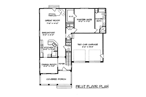 Floor Plan - Main Floor for Bungalow House Plan #413-804 - 3 bed, 2.5 bath