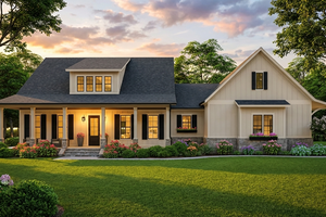 Exterior - Front Elevation for Farmhouse House Plan #406-9653 - 3 bed, 2 bath