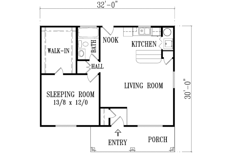 Adobe / Southwestern Style House Plan - 1 Beds 1 Baths 768 Sq/Ft Plan ...