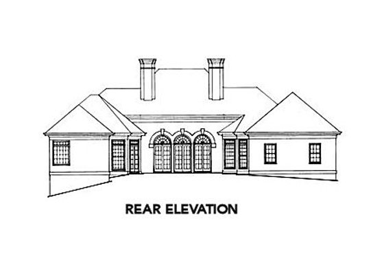 Exterior - Rear Elevation for European House Plan #429-6 - 4 bed, 3 bath
