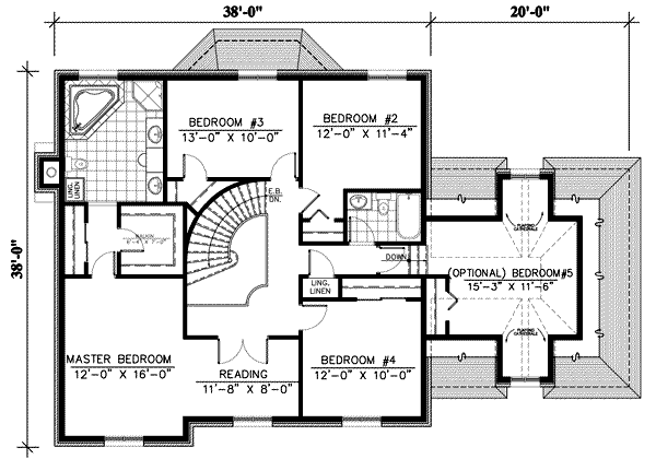 European Floor Plan - Upper Floor Plan #138-134