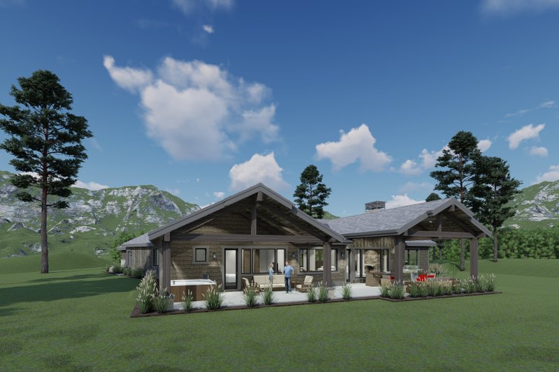 House Design - Exterior - Rear Elevation for Ranch House Plan #1069-34 - 3 bed, 2.5 bath