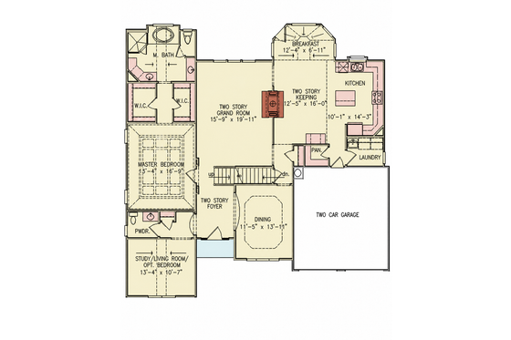 Floor Plan - Main Floor for Traditional House Plan #54-730 - 4 bed, 2.5 bath