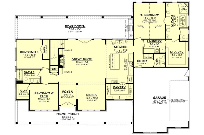 House Design - Floor Plan - Main Floor for Farmhouse House Plan #430-384 - 5 bed, 3.5 bath