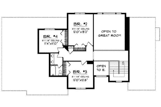 Floor Plan - Upper Floor for Traditional House Plan #70-621 - 4 bed, 2.5 bath