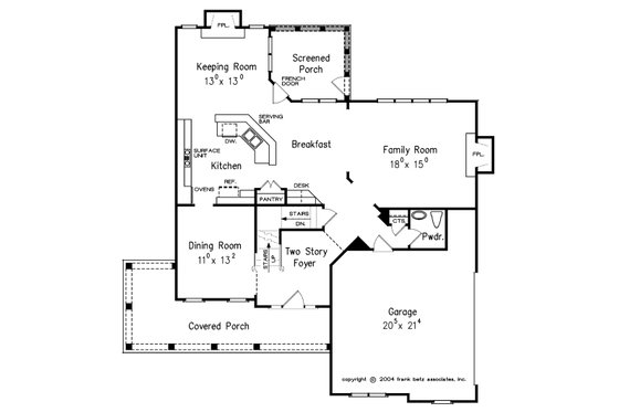 Floor Plan - Main Floor for Craftsman House Plan #927-1 - 4 bed, 2.5 bath