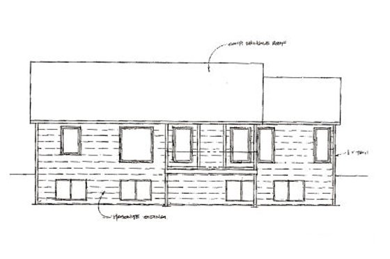 Exterior - Rear Elevation for European House Plan #40-189 - 4 bed, 2.5 bath