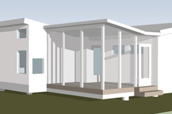 Exterior - Rear Elevation for Modern House Plan #486-2 - 1 bed, 1 bath