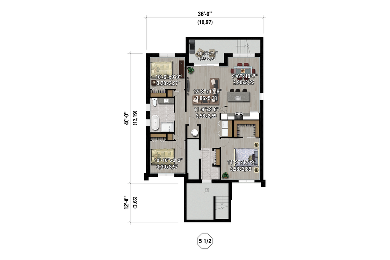 House Blueprint - Floor Plan - Lower Floor for European House Plan #25-5042 - 9 bed, 3 bath