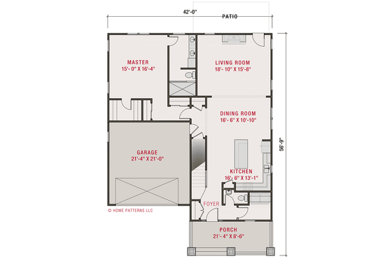 Floor Plan - Main Floor for Craftsman House Plan #461-81 - 3 bed, 2.5 bath