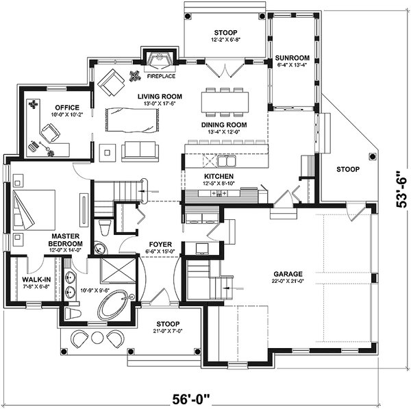 Dream House Plan - Traditional Floor Plan - Main Floor Plan #23-250