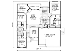 Floor Plan - Main Floor for Traditional House Plan #65-436 - 3 bed, 2 bath