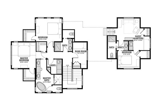 Floor Plan - Upper Floor for Traditional House Plan #928-11 - 4 bed, 3.5 bath