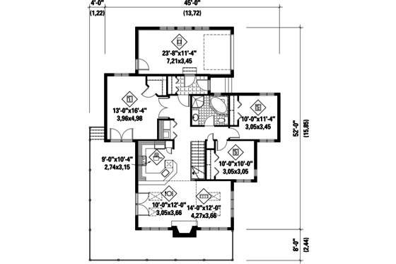 Floor Plan - Main Floor for Cabin House Plan #25-4575 - 3 bed, 1 bath