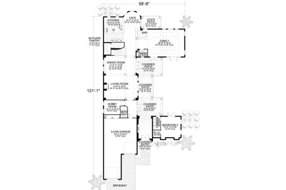Floor Plan - Main Floor for Mediterranean House Plan #420-189 - 6 bed, 6.5 bath