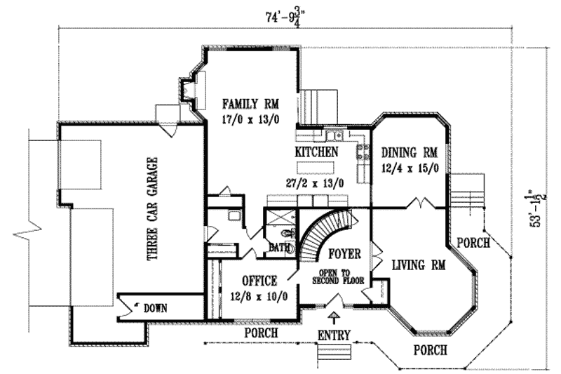 House Blueprint - Floor Plan - Main Floor for European House Plan #1-1125 - 5 bed, 3 bath
