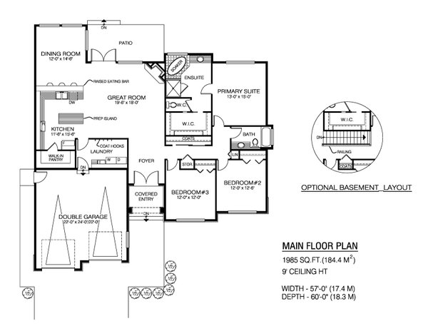 Home Plan - Floor Plan - Main Floor for Craftsman House Plan #1100-176 - 3 bed, 2 bath