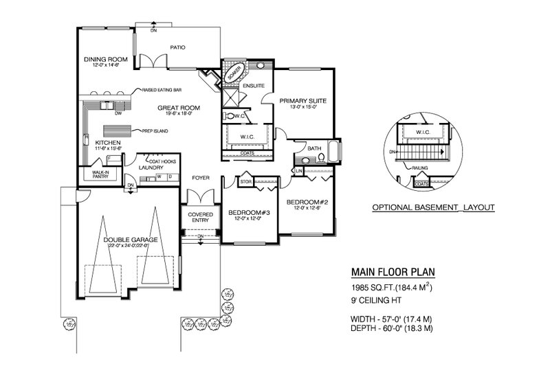 Home Plan - Floor Plan - Main Floor for Craftsman House Plan #1100-176 - 3 bed, 2 bath