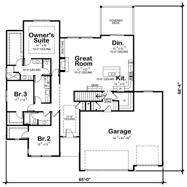 House Blueprint - Contemporary Floor Plan - Main Floor Plan #20-2357