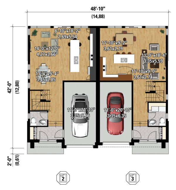 Contemporary Floor Plan - Main Floor Plan #25-4396