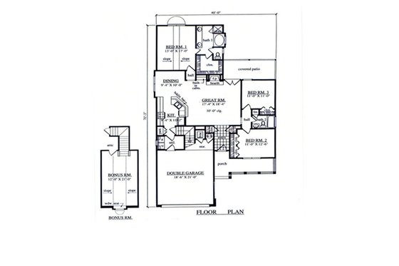 Floor Plan - Main Floor for Country House Plan #42-367 - 3 bed, 2 bath