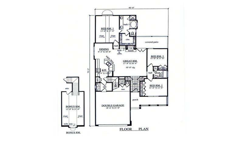 House Design - Floor Plan - Main Floor for Country House Plan #42-367 - 3 bed, 2 bath