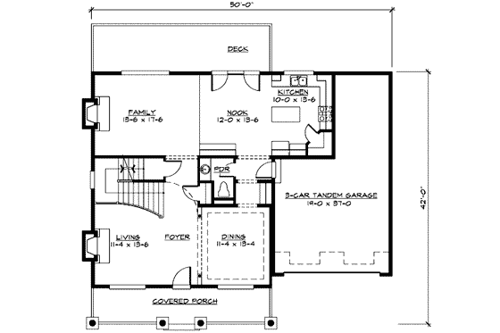 Floor Plan - Main Floor for Farmhouse House Plan #132-114 - 4 bed, 2.5 bath