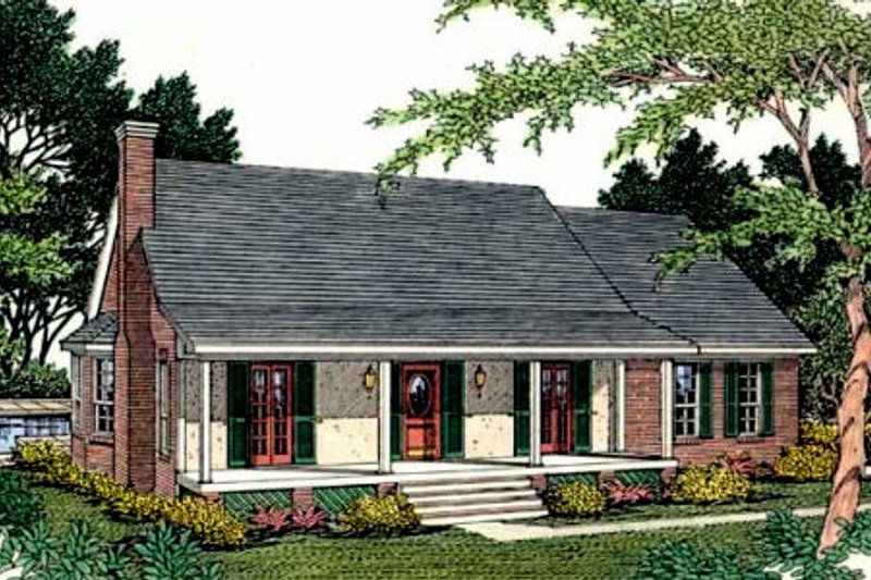 House Blueprint - Southern Exterior - Front Elevation Plan #406-154