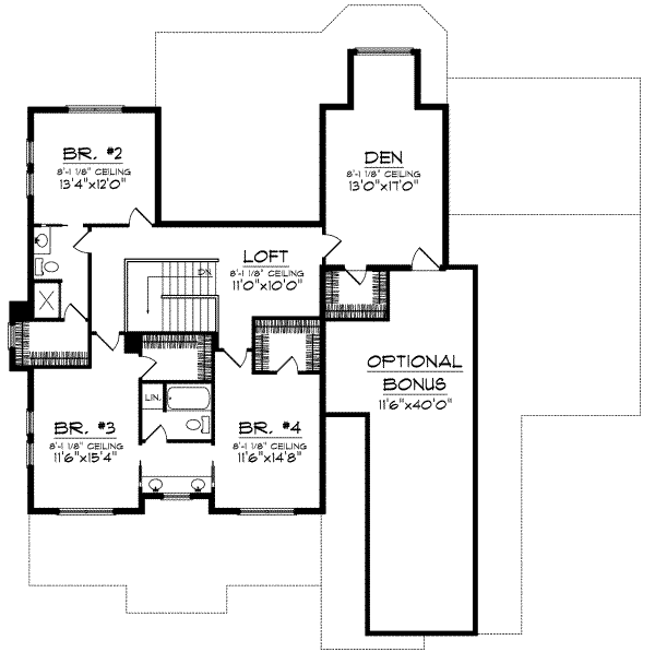 House Plan Design - European Floor Plan - Upper Floor Plan #70-697