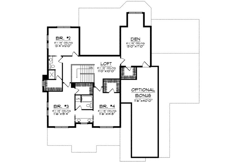 Home Plan - Floor Plan - Upper Floor for European House Plan #70-697 - 4 bed, 4.5 bath