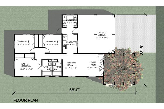 Floor Plan - Main Floor for Modern House Plan #495-1 - 3 bed, 2 bath