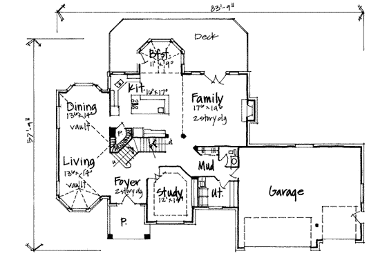 Floor Plan - Main Floor for European House Plan #308-190 - 3 bed, 2.5 bath