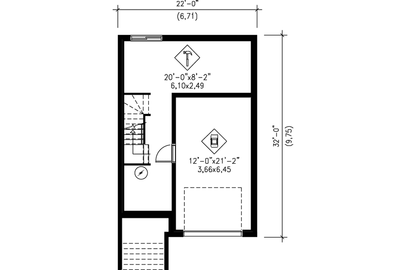 House Design - Floor Plan - Lower Floor for Traditional House Plan #25-288 - 2 bed, 1.5 bath