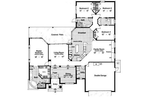 Floor Plan - Main Floor for Mediterranean House Plan #417-242 - 4 bed, 3 bath