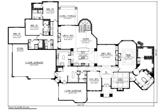 Floor Plan - Main Floor for Ranch House Plan #70-1234 - 4 bed, 4.5 bath