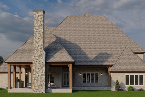 Exterior - Rear Elevation for European House Plan #923-78 - 4 bed, 4.5 bath