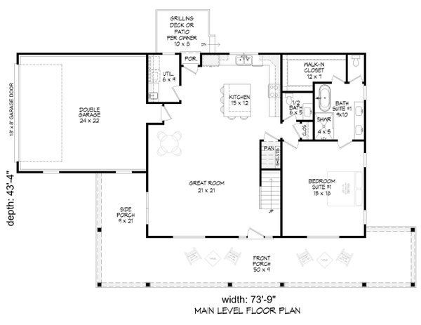 House Plan Design - Farmhouse Floor Plan - Main Floor Plan #932-1155