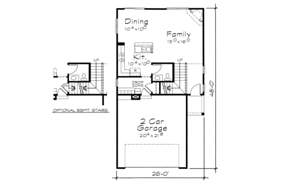 Floor Plan - Main Floor for Traditional House Plan #20-2102 - 3 bed, 2.5 bath