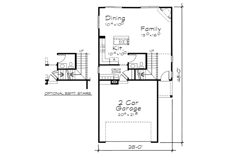 Dream House Plan - Floor Plan - Main Floor for Traditional House Plan #20-2102 - 3 bed, 2.5 bath