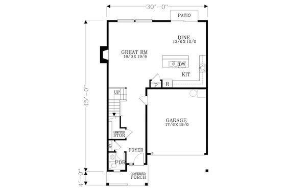 Floor Plan - Main Floor for Craftsman House Plan #53-494 - 4 bed, 2.5 bath