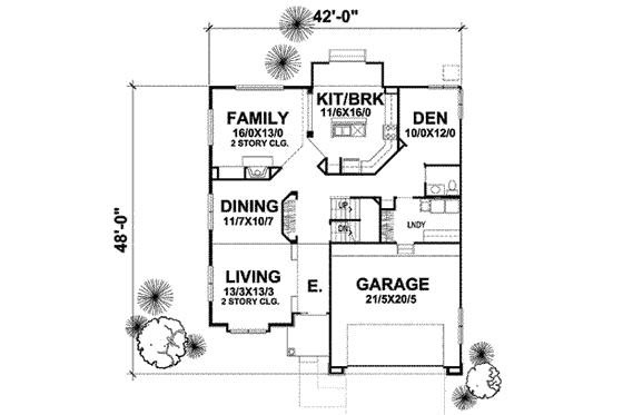Floor Plan - Main Floor House Plan #50-241 - 4 bed, 2.5 bath