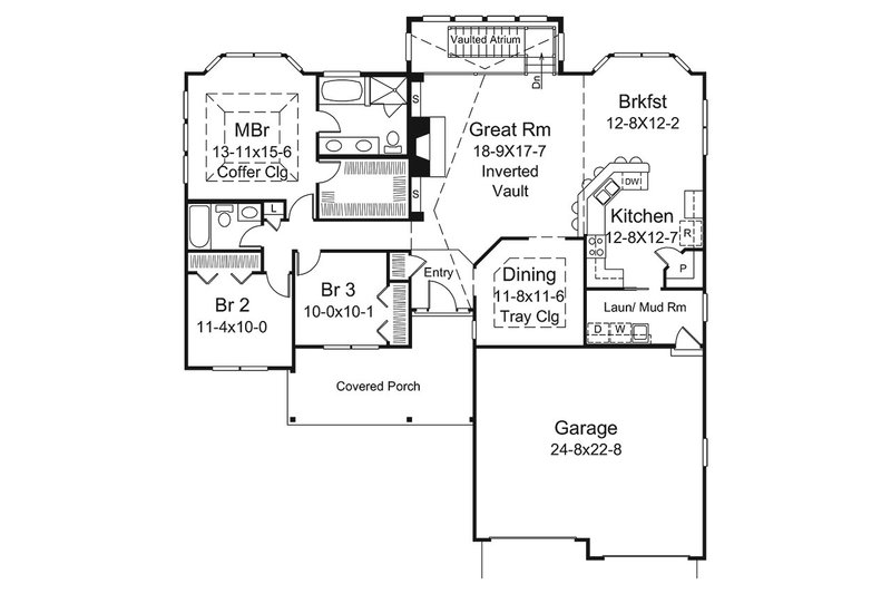 Dream House Plan - Floor Plan - Main Floor for Ranch House Plan #57-667 - 3 bed, 2 bath