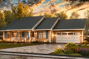 Exterior - Front Elevation 4 for Ranch House Plan #54-602 - 3 bed, 2 bath