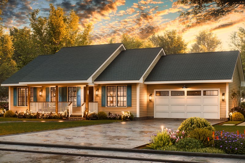 Dream House Plan - Exterior - Front Elevation 4 for Ranch House Plan #54-602 - 3 bed, 2 bath
