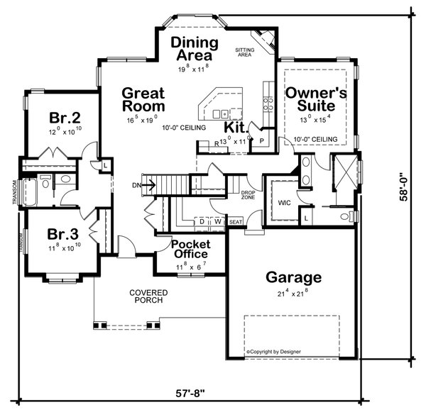 House Blueprint - Craftsman Floor Plan - Main Floor Plan #20-2329