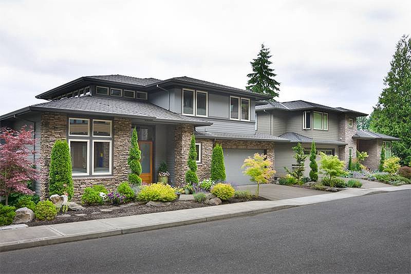 Architectural House Design - Front view - 3700 square foot Prairie style home