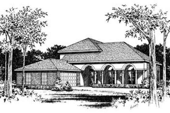 Exterior - Front Elevation for European House Plan #15-211 - 4 bed, 3.5 bath
