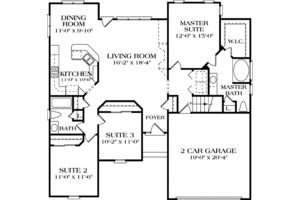Floor Plan - Main Floor for Traditional House Plan #453-66 - 3 bed, 2 bath