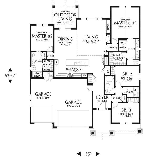 House Blueprint - Ranch Floor Plan - Main Floor Plan #48-947